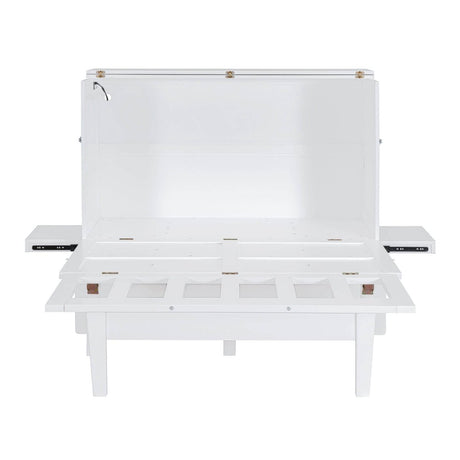 Full Size Murphy Bed With USB Port And Shelves - Driftwood - Sleep Galleria