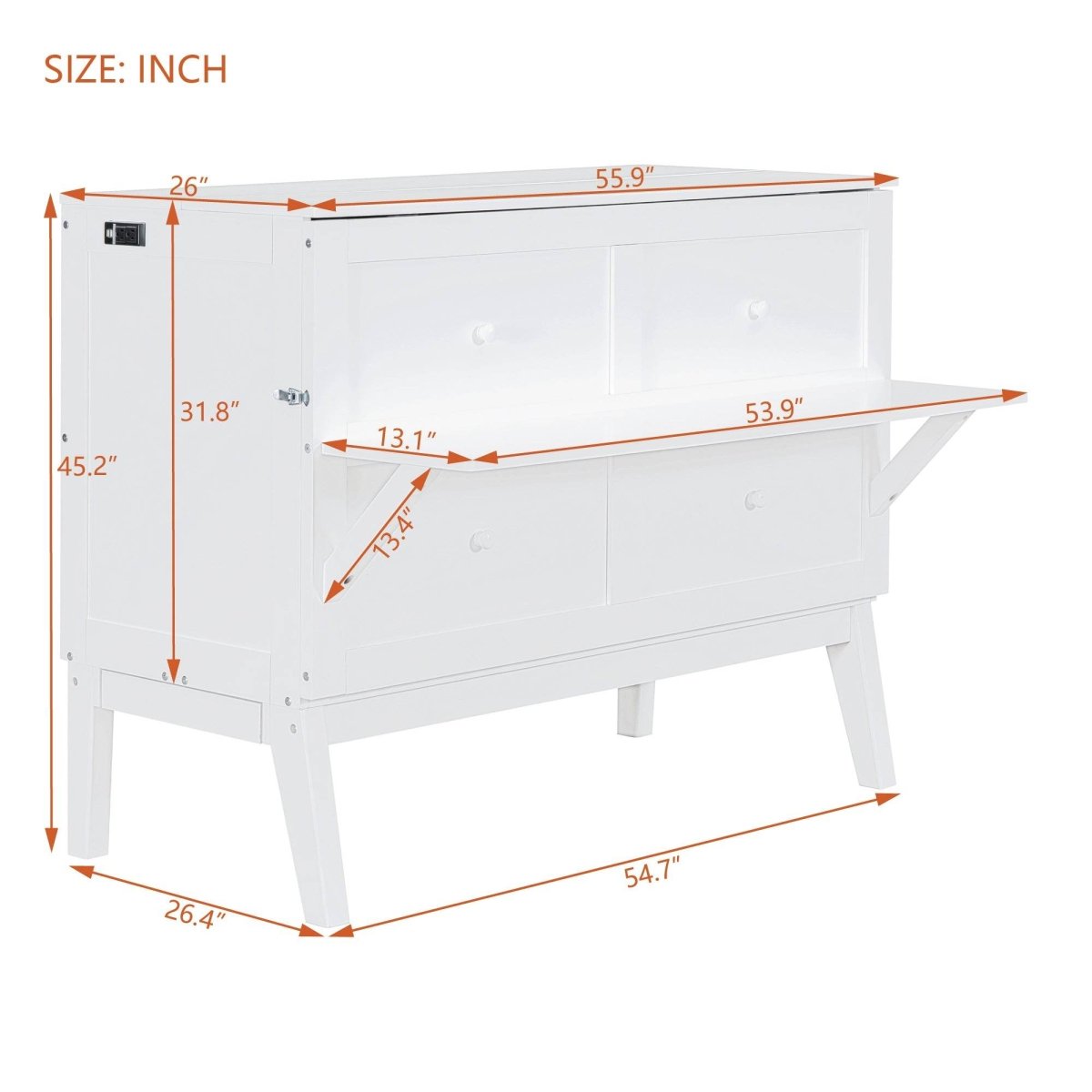 Full Size Murphy Bed With USB Port And Shelves - Driftwood - Sleep Galleria