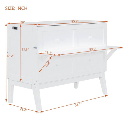 Full Size Murphy Bed With USB Port And Shelves - Driftwood - Sleep Galleria