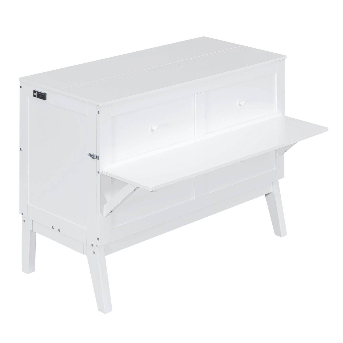 Full Size Murphy Bed With USB Port And Shelves - Driftwood - Sleep Galleria