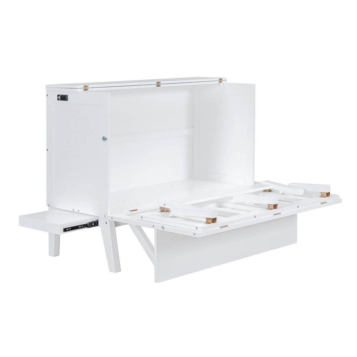 Full Size Murphy Bed With USB Port And Shelves - Driftwood - Sleep Galleria