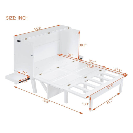 Full Size Murphy Bed With USB Port And Shelves - Driftwood - Sleep Galleria
