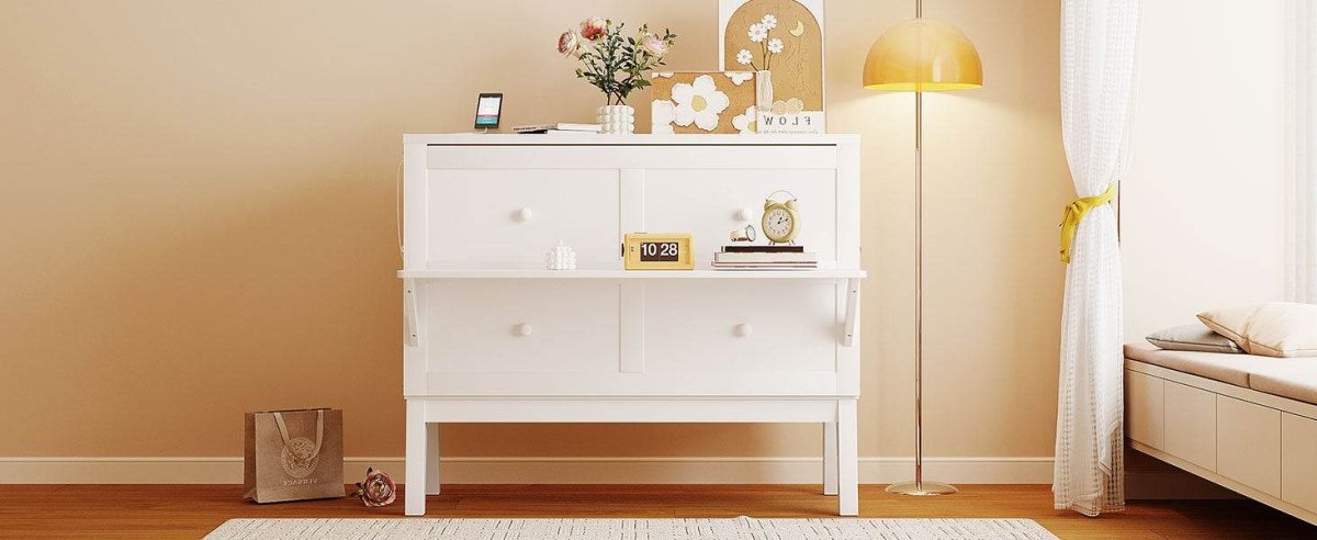 Full Size Murphy Bed With USB Port And Shelves - Driftwood - Sleep Galleria