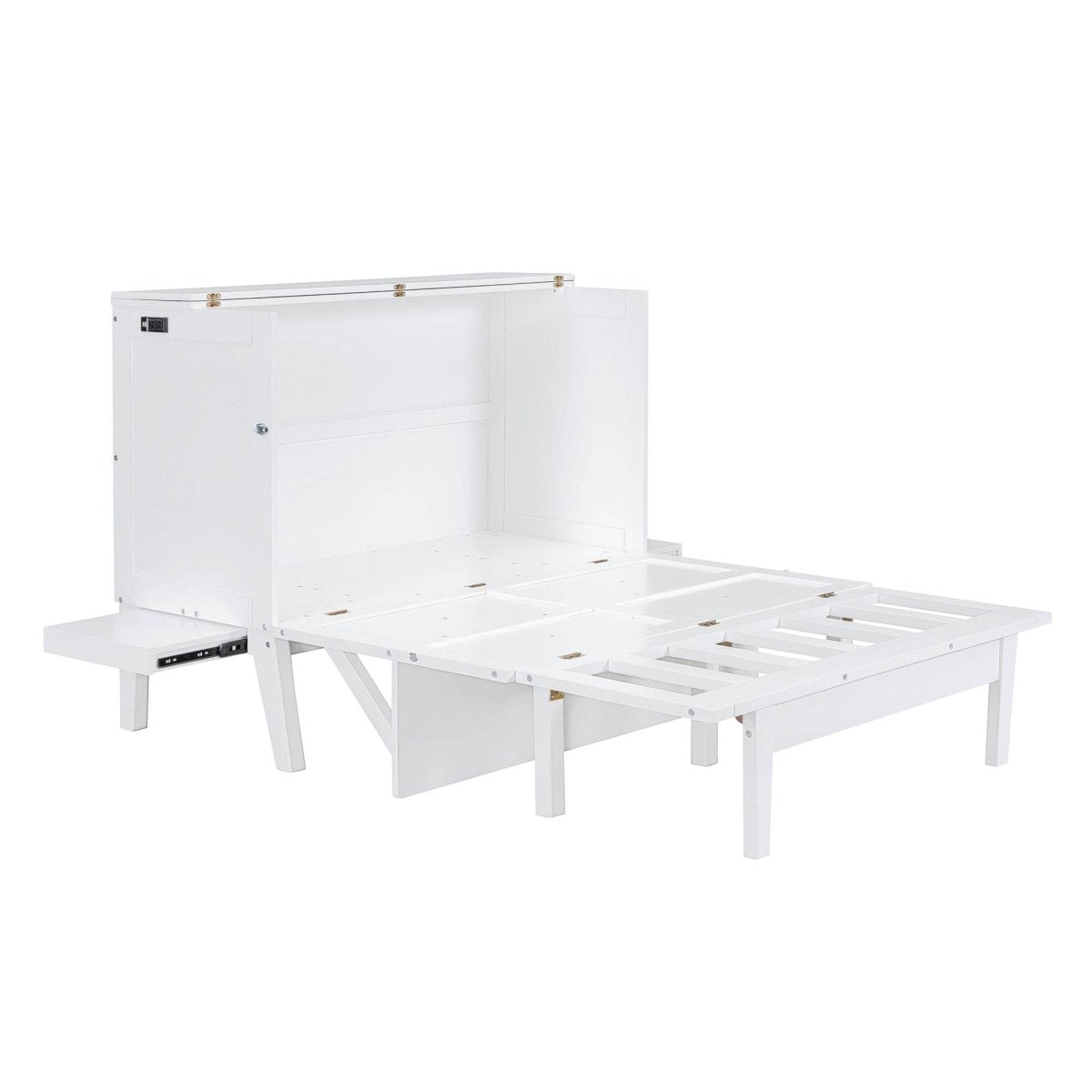 Full Size Murphy Bed With USB Port And Shelves - Driftwood - Sleep Galleria