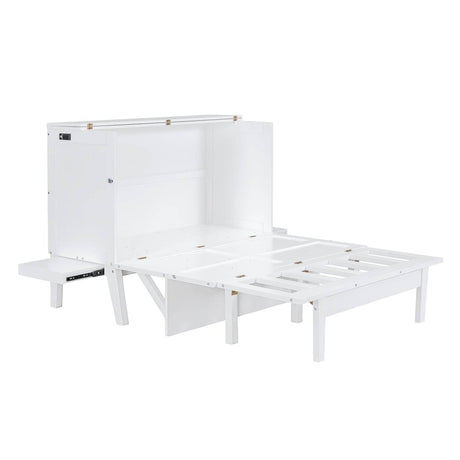 Full Size Murphy Bed With USB Port And Shelves - Driftwood - Sleep Galleria