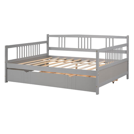 Full Size Solid Wood Daybed With Twin Trundle - Driftwood - Sleep Galleria