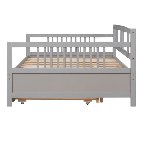 Full Size Solid Wood Daybed With Twin Trundle - Driftwood - Sleep Galleria