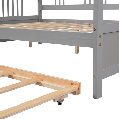 Full Size Solid Wood Daybed With Twin Trundle - Driftwood - Sleep Galleria