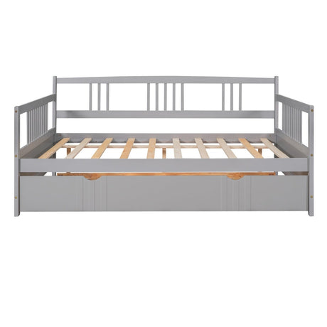 Full Size Solid Wood Daybed With Twin Trundle - Driftwood - Sleep Galleria