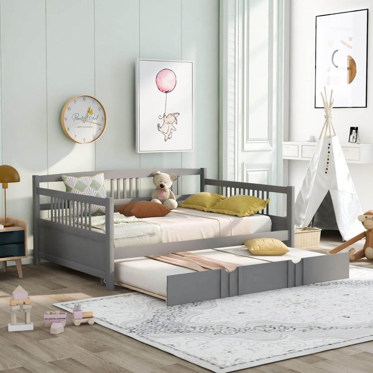 Full Size Solid Wood Daybed With Twin Trundle - Sleep Galleria