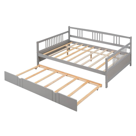 Full Size Solid Wood Daybed With Twin Trundle - Driftwood - Sleep Galleria