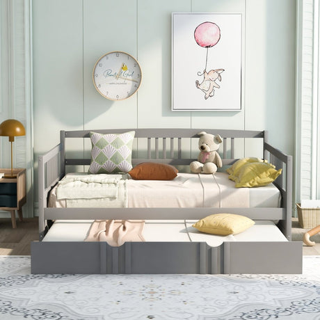Full Size Solid Wood Daybed With Twin Trundle - Driftwood - Sleep Galleria