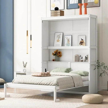 Full Size Space-Saving Murphy Bed With Storage Cabinet - Sleep Galleria