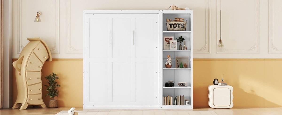Full Size White Solid Wood Murphy Bed Wall Cabinet - Sleep Galleria