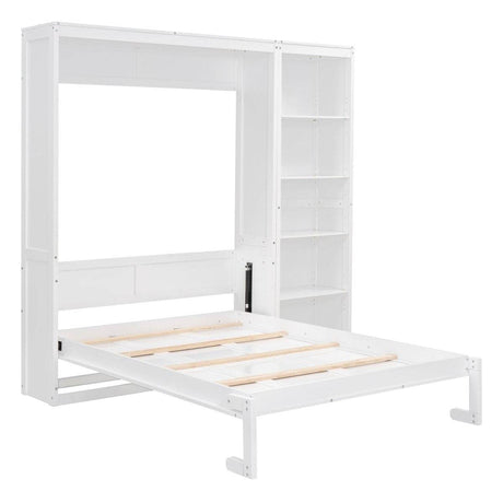 Full Size White Solid Wood Murphy Bed Wall Cabinet - Sleep Galleria