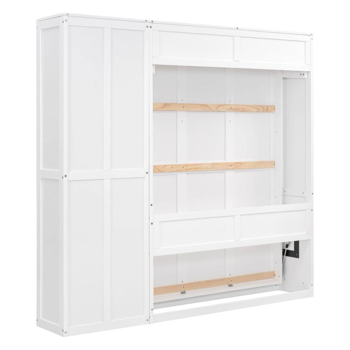 Full Size White Solid Wood Murphy Bed Wall Cabinet - Sleep Galleria