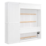 Full Size White Solid Wood Murphy Bed Wall Cabinet - Sleep Galleria