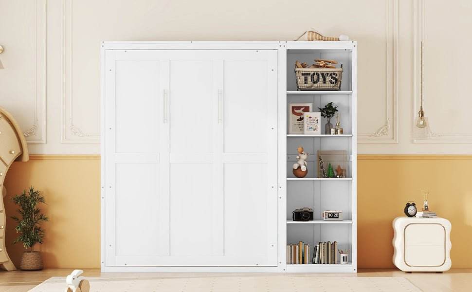 Full Size White Solid Wood Murphy Bed Wall Cabinet - Sleep Galleria