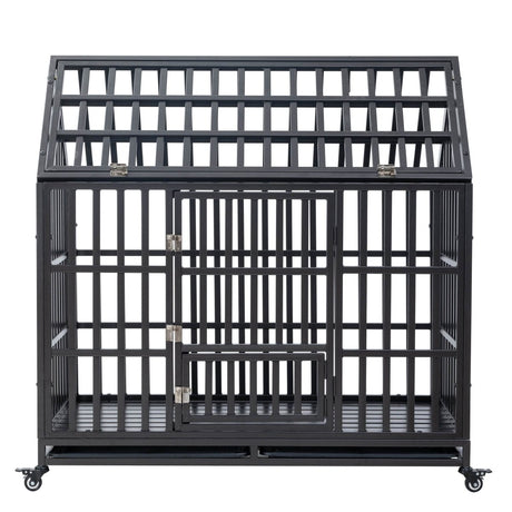 Heavy Duty Carbon Steel Roof Dog Crate Cage - Driftwood - Sleep Galleria