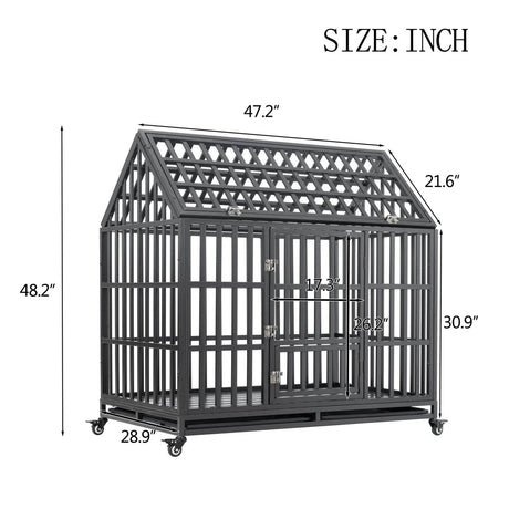Heavy Duty Carbon Steel Roof Dog Crate Cage - Driftwood - Sleep Galleria