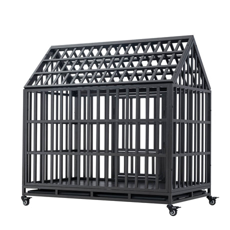 Heavy Duty Carbon Steel Roof Dog Crate Cage - Driftwood - Sleep Galleria