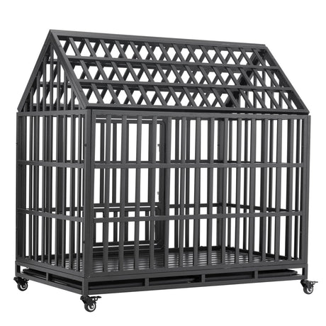 Heavy Duty Carbon Steel Roof Dog Crate Cage - Driftwood - Sleep Galleria