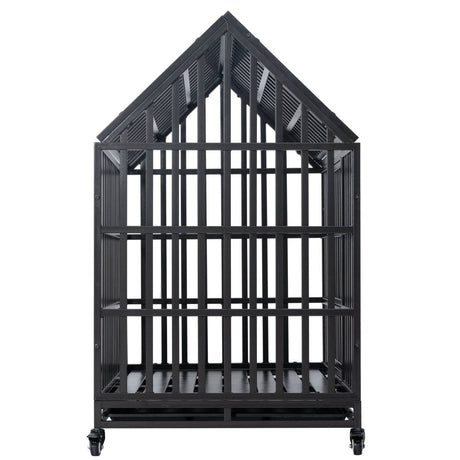 Heavy Duty Carbon Steel Roof Dog Crate Cage - Driftwood - Sleep Galleria