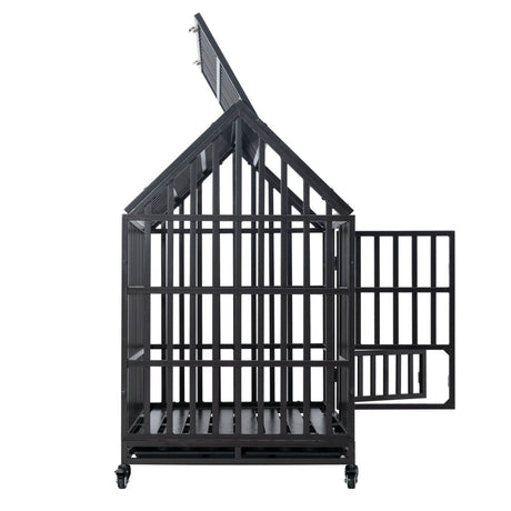 Heavy Duty Carbon Steel Roof Dog Crate Cage - Driftwood - Sleep Galleria
