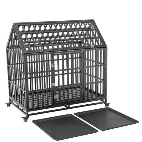 Heavy Duty Carbon Steel Roof Dog Crate Cage - Driftwood - Sleep Galleria