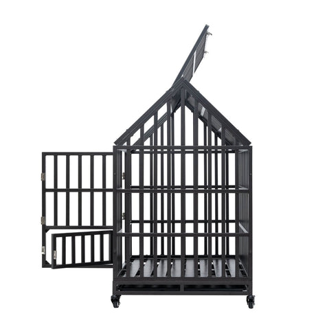 Heavy Duty Carbon Steel Roof Dog Crate Cage - Driftwood - Sleep Galleria