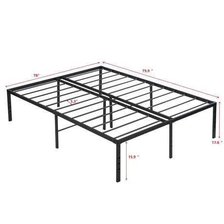 Heavy Duty King Metal Bed Frame With Reinforced Slats - Driftwood - Sleep Galleria