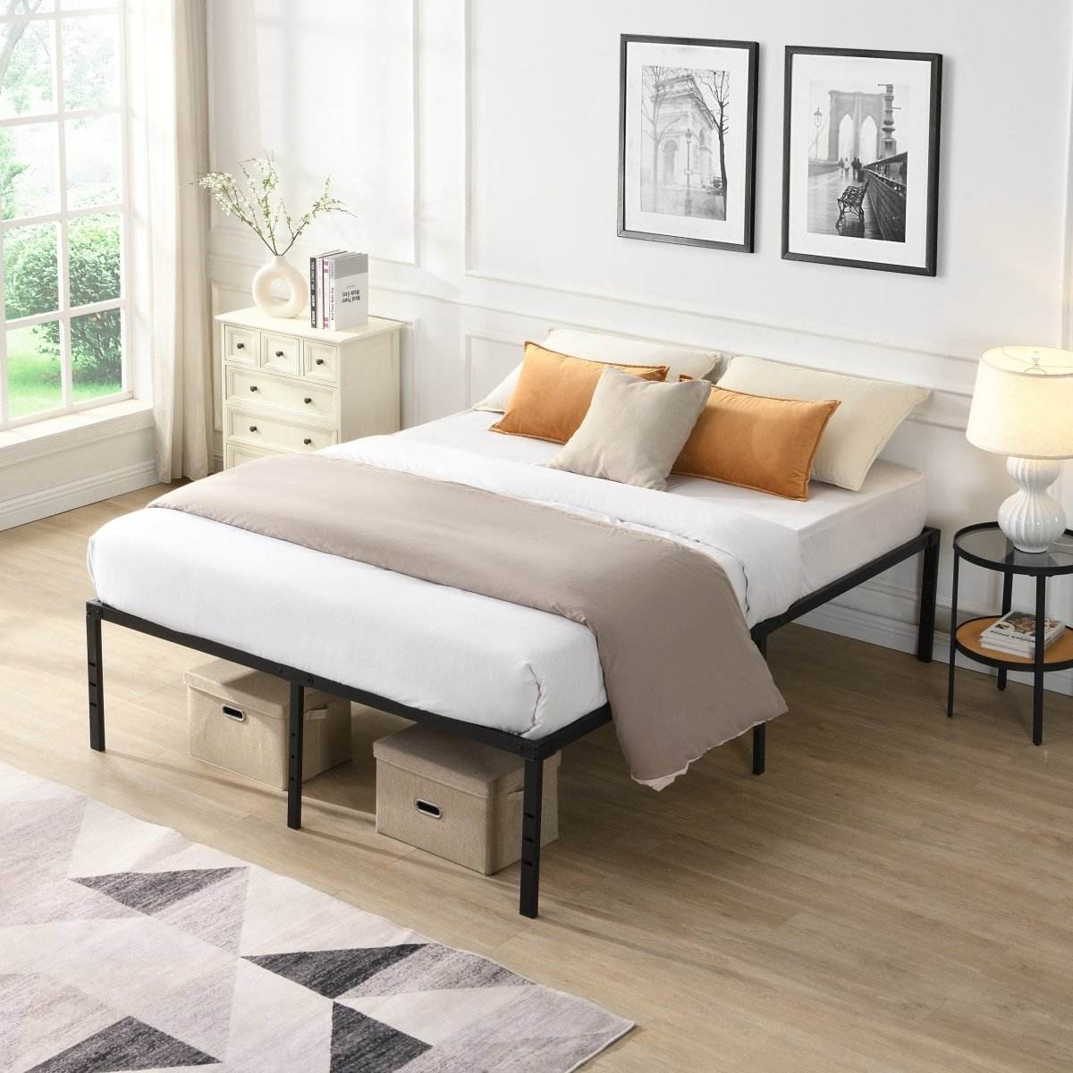Heavy Duty King Metal Bed Frame With Reinforced Slats - Sleep Galleria