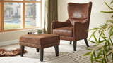 Hi - Back Vintage Distressed Accent Chair With Ottoman - Driftwood - Sleep Galleria