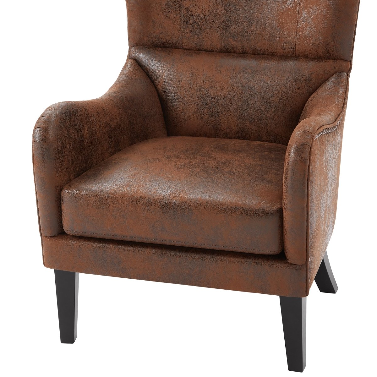 Hi - Back Vintage Distressed Accent Chair With Ottoman - Driftwood - Sleep Galleria