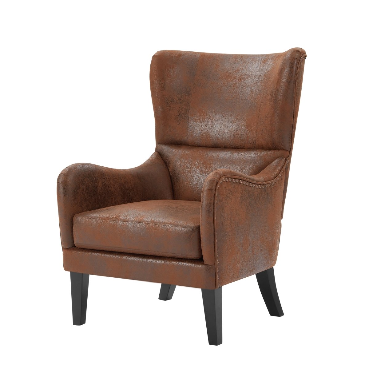 Hi - Back Vintage Distressed Accent Chair With Ottoman - Driftwood - Sleep Galleria