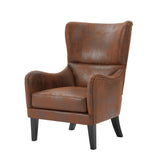 Hi - Back Vintage Distressed Accent Chair With Ottoman - Driftwood - Sleep Galleria