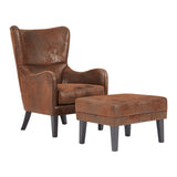 Hi - Back Vintage Distressed Accent Chair With Ottoman - Driftwood - Sleep Galleria
