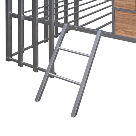 House - Shaped Metal Twin Loft Bunk Bed Frame - Driftwood - Sleep Galleria
