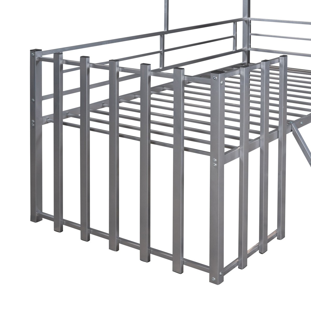 House - Shaped Metal Twin Loft Bunk Bed Frame - Driftwood - Sleep Galleria