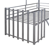 House - Shaped Metal Twin Loft Bunk Bed Frame - Driftwood - Sleep Galleria