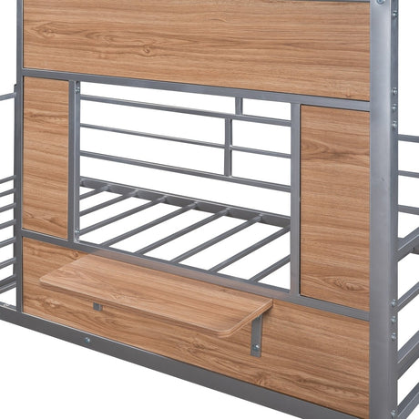 House - Shaped Metal Twin Loft Bunk Bed Frame - Driftwood - Sleep Galleria