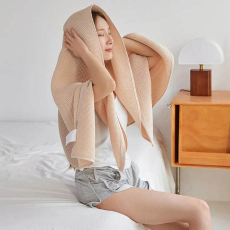 Japanese - Style 100% Cotton Summer Honeycomb Blanket - Driftwood - Sleep Galleria
