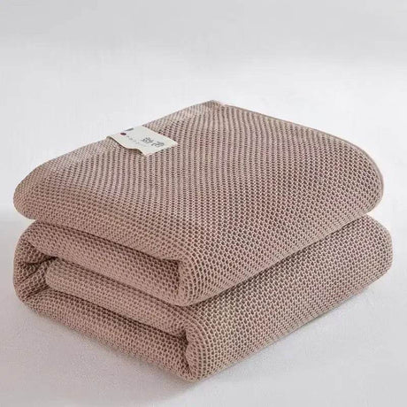 Japanese - Style 100% Cotton Summer Honeycomb Blanket - Driftwood - Sleep Galleria