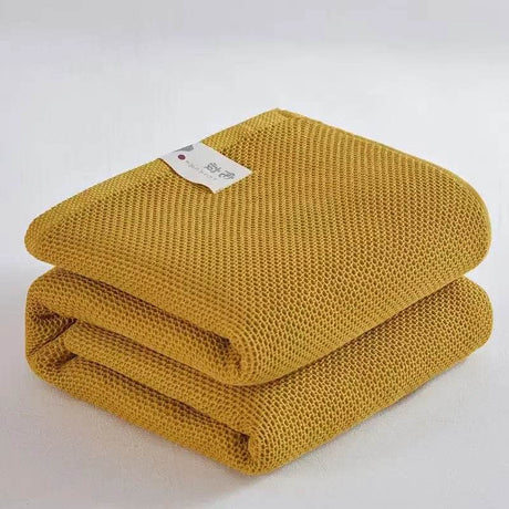Japanese - Style 100% Cotton Summer Honeycomb Blanket - Driftwood - Sleep Galleria