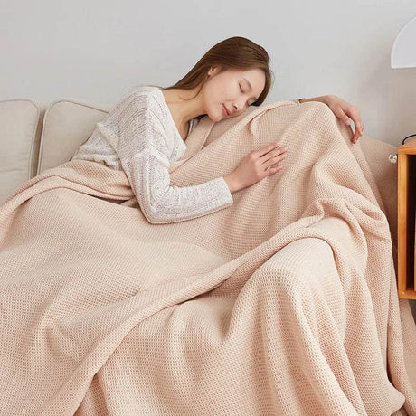 Japanese - Style 100% Cotton Summer Honeycomb Blanket - Driftwood - Sleep Galleria