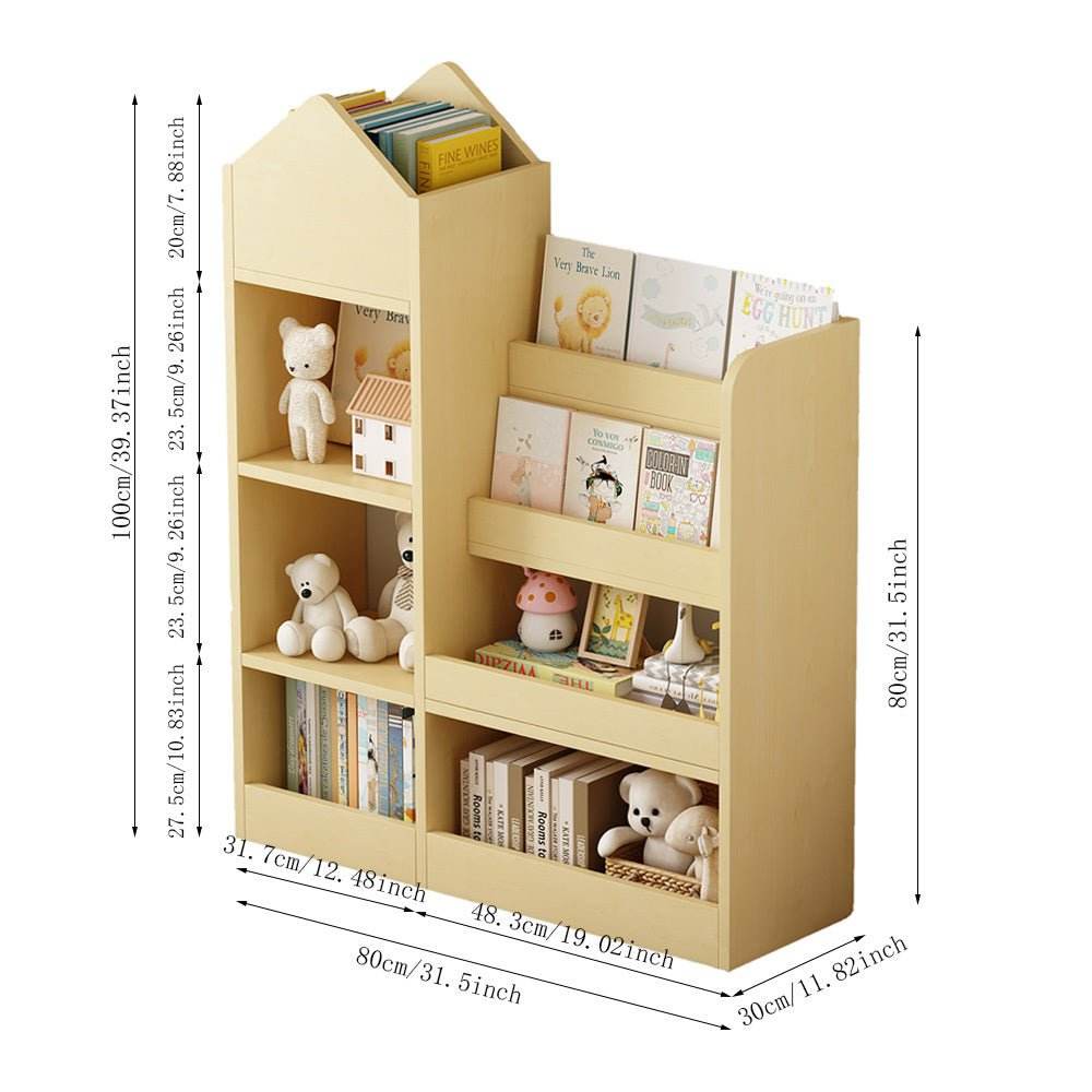 Kids Wooden Bookshelf Storage Organizer With Baskets - Sleep Galleria