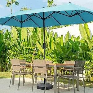 Large Solar LED Patio Umbrella With Crank System - Driftwood - Sleep Galleria