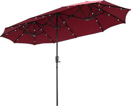 Large Solar LED Patio Umbrella With Crank System - Driftwood - Sleep Galleria