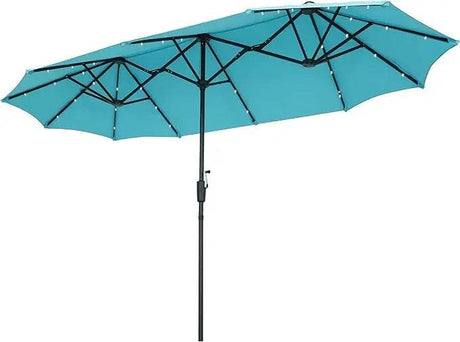 Large Solar LED Patio Umbrella With Crank System - Driftwood - Sleep Galleria
