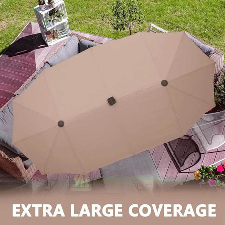 Large Solar LED Patio Umbrella With Crank System - Driftwood - Sleep Galleria